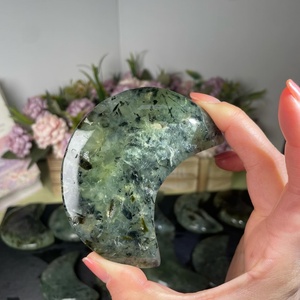 Piedra Natural de Prehnita en Forma de Luna, Cristal Curativo para Reiki, Meditación, Decoración del Hogar, Colección, Regalo Espiritual, Venta al por Mayor - Product Image 5