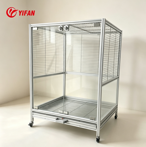 Jaula Vertical Extra Grande para Loros 2020, Perfil de Aluminio, Vidrio Templado Anti-Rotura, para Loro Gris <span class=keywords><strong>y</strong></span> Guacamaya <span class=keywords><strong>Azul</strong></span> <span class=keywords><strong>y</strong></span> Dorado - Product Image 2