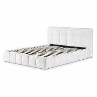 Lit rembourré en tissu ondulé de luxe avec coffre de rangement à vérin à gaz, taille et couleur personnalisables, vente en gros directe usine OEM