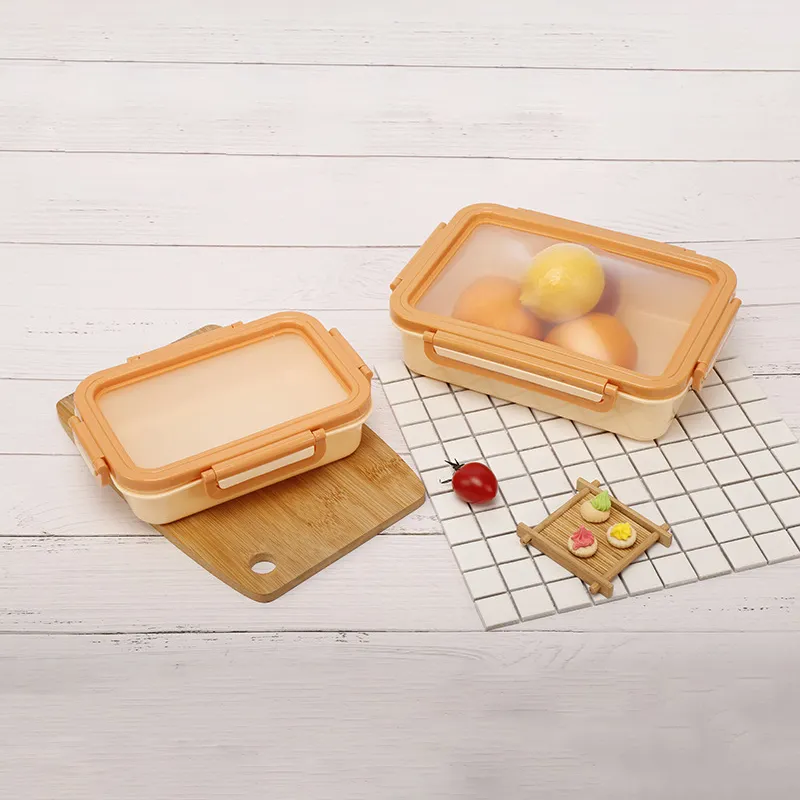 Recipientes de alimentos de estilo novo, caixa retangular de almoço com tampas esticáveis de silicone