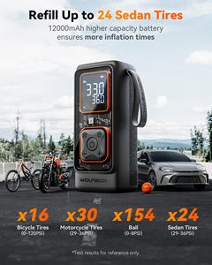 WOLFBOX MegaFlow24 เครื่องสูบลมยางรถยนต์แบบพกพาไร้สาย 150PSI สำหรับยางรถยนต์ พร้อมเกจวัดดิจิตอล - Product Image 4