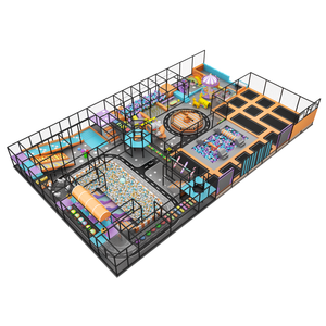 Équipement de terrain de jeux intérieur avec parc de trampolines, piscine à balles, toboggan multiple, parcours d'obstacles, zone pour tout-petits, piste personnalisée pour enfants - Product Image 4