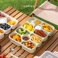 Boîte alimentaire portable en plastique à 8 compartiments, hermétique et compatible micro-ondes, pour camping et pique-nique