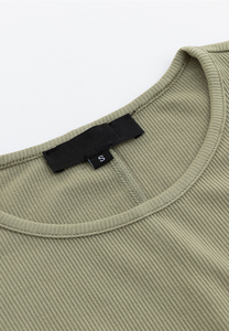 Light Olive Green Ribbed <strong>Knit</strong> Stand-Collar Button-Front Two-Piece Style Long-Sleeve Maxi <strong>Dres</strong> - Product Image 4