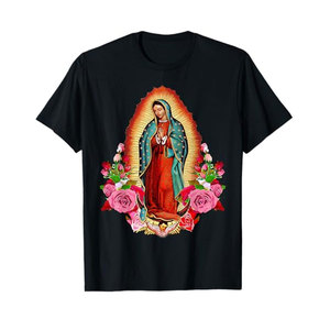 Vente en gros de t-shirts personnalisés en coton pour hommes et femmes, avec l'image de Notre-Dame de Guadalupe, la Sainte Vierge Marie, t-shirts surdimensionnés - Product Image 1