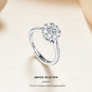 Diamond <b>Ring</b> Round Brilliant Cut Women's Engagement Jewelry Adjustable <b>Opening</b> Geometric Design - Product Image 5