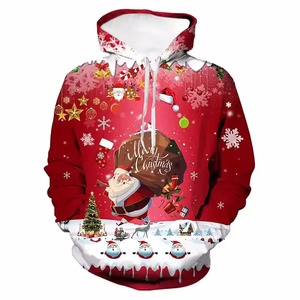 Nouveau pull d'impression numérique de Noël 3d <span class=keywords><strong>Cos</strong></span> Anime pull à capuche décontracté Sublimation Blanks Hoodies - Product Image 4