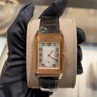 Montre mécanique de luxe Reverso Square pour homme avec couvercle rabattable, double fuseau horaire, design inversé et bracelet en cuir européen, style Hip Hop