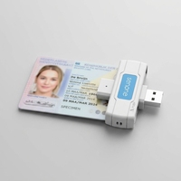 Lecteur de cartes intelligent USB pliable et portable pour cartes ATM, de crédit, d'identité et à puce de plusieurs types, pour les opérations de lecture de données au bureau