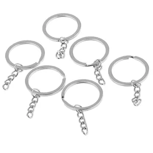 Metal Split Keychain Ring Parts for Arts and Craft Key Chains 25mm with 26mm chains and Open Jump Ring for Craft Key Ring