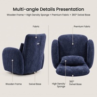 Fauteuil pivotant moderne en tissu bleu marine, fauteuil d'appoint rembourré avec base pivotante, fauteuil d'appoint pour la maison et l'hôtel