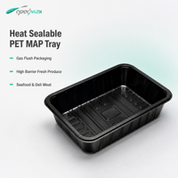 Zwarte PET verpakking met gemodificeerde atmosfeer, afsluitbare PET tray voor vis, delicatessen en vleeswaren