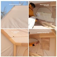Carpa Inflable de Lujo Grande para Glamping, Casa de Lona para 4-6 Personas, Impermeable para Acampar al Aire Libre, 3 Estaciones, con 12 Ventilaciones y Orificio para Estufa