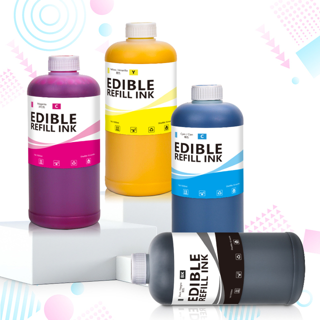 Winnerjet Food Grade Safe 1000ml 6 Colors White Edible Ink for Canon for Epson Edible Ink Printer