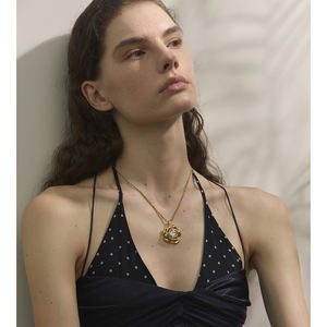 JINYOU Mode accessoires Zirkonia Vergoldete Kette Rose Flower Edelstahl Anhänger Halskette - Product Image 4