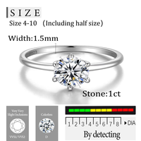 Bagues de fiançailles OAHLAN élégantes en moissanite véritable 1 carat pour femmes, alliances en argent sterling S925 avec certificat