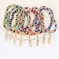 Corde élastique colorée réglable en alliage de cristal religieux mauvais œil san judas bracelet