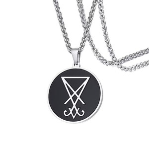 Atheistischer Edelstahl-Anhänger mit Gliederkette, Antitheistisches Zeichen, Schmuck für Frauen und Männer, für Jahrestage - Product Image 1