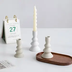 Nordic ceramic candlestick holder minimalist candlelight dinner decoration frosted taper candlestick