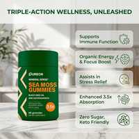 Gummies de mousse de mer Pureon en promotion, faibles en sucre avec Ashwagandha pour le soutien digestif, complément à base de plantes