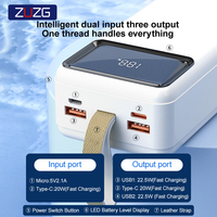 Banco de Energía ZUZG con Pantalla LED Personalizada, Carga Rápida Bidireccional PD20W+QC22.5W, Función de Iluminación Integrada, 30000mAh