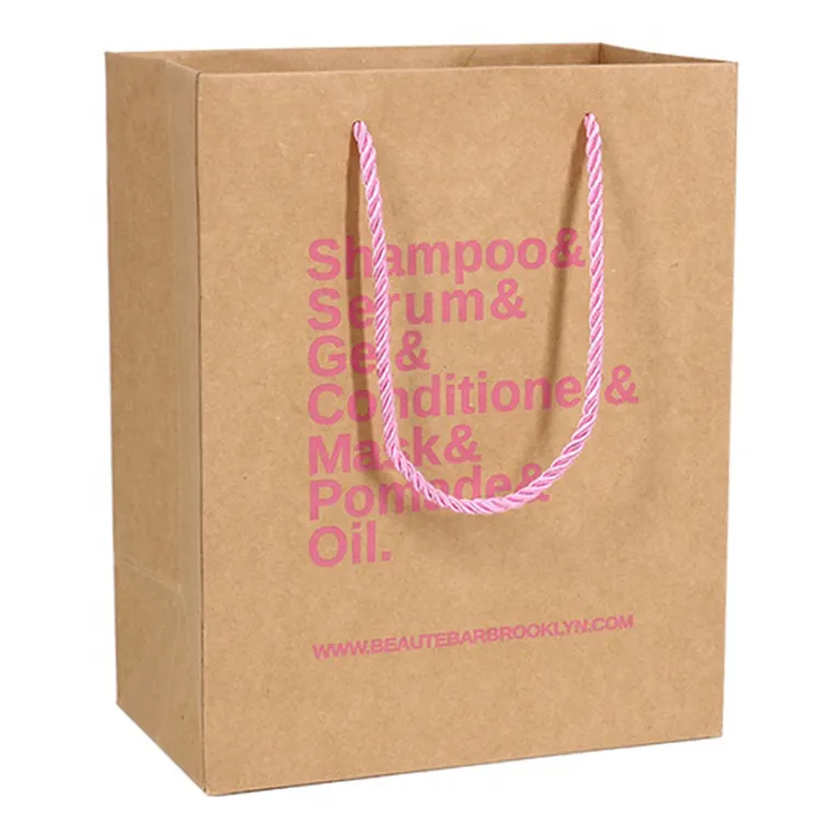 Kraft Paper Shopping Bags With Custom Logo And Handle