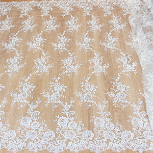 수제 DIY 액세서리 패치 천연 흰색 섬세한 구름 베일 수 놓은 꽃 레이스 메쉬 웨딩 원피스 의류 조립 - Product Image 3