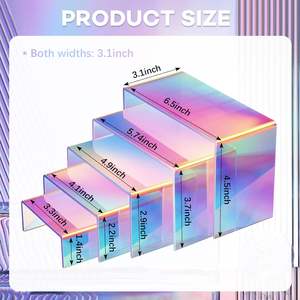 Présentoir acrylique irisé 10 pièces support arc-en-ciel 5 tailles <span class=keywords><strong>bijoux</strong></span> produit figurine rectangulaire étagère <span class=keywords><strong>organisateur</strong></span> de Table - Product Image 2