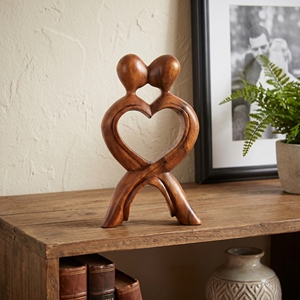 Estatua de Pareja de Madera de Suar Natural, Figura de Amantes Besándose, Escultura de Madera Hecha a Mano, Artesanía de Bali, Decoración del Hogar, Regalo de Boda - Product Image 3