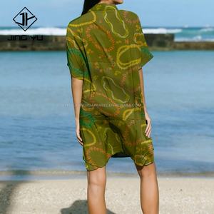 Livraison rapide, robe chemise personnalisée Aloha pour femme, motif tropical Plumeria, 100% rayonne, robe chemise décontractée d'été pour femme, robe de plage - Product Image 2