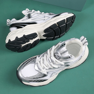 Sneaker da <span class=keywords><strong>uomo</strong></span> con Logo personalizzato di alta qualità stile da passeggio in argento traspirante con plateau alla moda Unisex <span class=keywords><strong>scarpe</strong></span> Casual firmate - Product Image 2