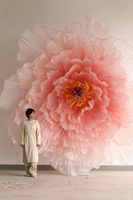 Grande fleur de pivoine en organza - Pivoine géante en soie 3D pour décoration de mariage