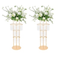 Vase à 4 niveaux en acrylique transparent avec cadre en fer électroplaqué robuste pour buffet de bonbons, table de desserts, décoration d'événements