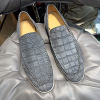 Nouveaux Mocassins de Mode en Cuir Nubuck Façon Croco pour Hommes, Chaussures de Ville Affaires Habillées, en Véritable Peau d'Alligator Italiennes