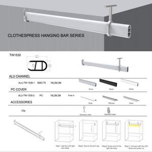 <span class=keywords><strong>Barre</strong></span> lumineuse LED en aluminium pour armoire, profilé en aluminium 15*30MM, <span class=keywords><strong>barre</strong></span> ovale suspendue pour vêtements, avec capteur de présence - Product Image 2