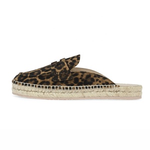 Espadrille léopard semelle demi-épaisse chaussures pour femmes Flatfrom Chunky Cheetah Print Mules pantoufles - Product Image 1