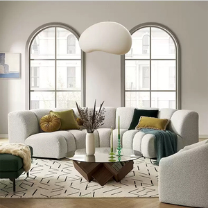 Juego de Sofás Seccionales Curvos Modulares Modernos en Forma de C de Estilo Nórdico, Tapizado en Tela Teddy, <span class=keywords><strong>5</strong></span> <span class=keywords><strong>Plazas</strong></span>, para Sala de Estar - Product Image 3