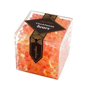 Scatola di caramelle in plastica per uso alimentare per matrimonio con zucchero bomboniera in acrilico trasparente per cubetti di caramelle
