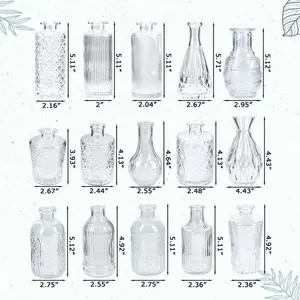 卸売モダン30個セット卓上小さなつぼみ花瓶透明透明ガラス装飾花瓶花瓶ウェディングギフト