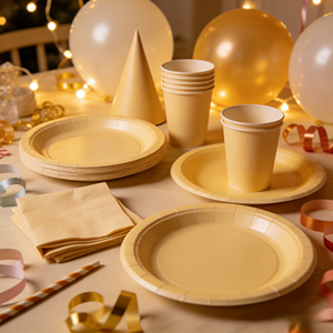 DAMAI Fournitures de fête de couleur unie, vaisselle en papier de couleur unie, ensemble de vaisselle jetable, assiettes de 7 pouces et 9 pouces, gobelets en papier, serviettes - Product Image 4