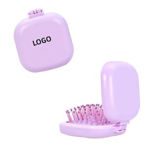 Peine Circular de Viaje de Color Sólido con Logotipo Personalizado, Mini Peine Plegable con Espejo, Cepillo para el Cabello - Product Image 1