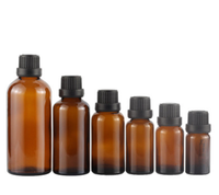 Flacon compte-gouttes en verre ambré pour huile essentielle avec bouchon, 30 ml, 50 ml, 100 ml