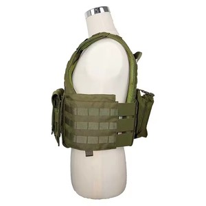 Multi-functional tactical vest, nylon, olive green, with shoulder straps and side pockets, suitable for outdoor use - Product Image 2