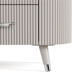 Contemporary Nightstand Stone Top Light Gray <b>2</b> <b>Drawers</b> Chrome Pulls Silver Accent Modern Bedroom Furniture - Product Image 4