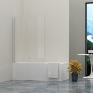 Pantalla de <span class=keywords><strong>ducha</strong></span> de bañera plegable con marco de aluminio, puerta pivotante giratoria de vidrio templado para uso en baño de Hotel - Product Image 3