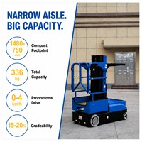 EVERLIFT FOP 3m 4m Forklift Pengambil Barang Elektrik Penuh Otomatis, Pengambil Stok Gudang Lorong Sempit, Kapasitas 136kg