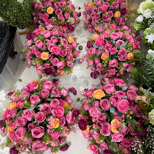 Boule de fleur rose <span class=keywords><strong>fushia</strong></span> rose vif unique lisse 70cm grande boule de fleur artificielle pour la décoration de mariage - Product Image 3