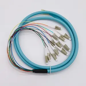 SC 12 Cores Fanout Fiber Optic Pigtail MM 12 Core Bundle Ribbon Optical Fiber Pigtail