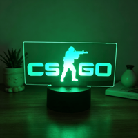 Lampe de bureau moderne 3D personnalisée pour salle de jeux avec télécommande, icône de console de jeu, lumière LED de chevet pour la décoration de la pièce
