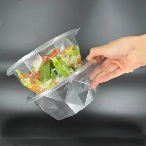 易降解绿色RPET塑料午餐水果沙拉包装容器盒/沙拉碗